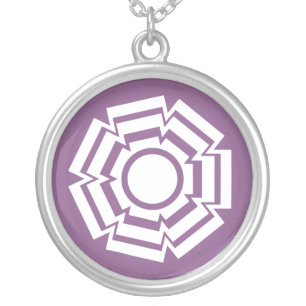 Floral Groove Necklace, Purple Silver Plated Necklace