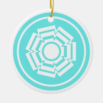 Floral Groove Ornament  Turquoise Ceramic Ornament by Superstarbing at Zazzle