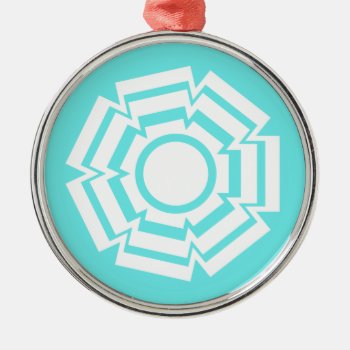 Floral Groove Premium Round Ornament  Turquoise Metal Ornament by Superstarbing at Zazzle