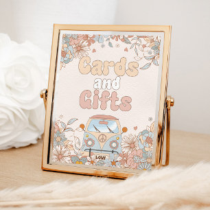 Floral Groovy Retro Hippie Shower Cards and Gifts Poster