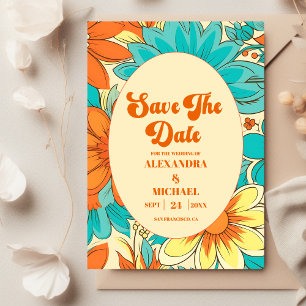 Floral Groovy Retro Wedding Save The Date