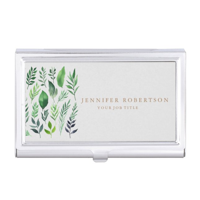 Floral Grrenery Classical Personalized Customized Business Card Case (Front)
