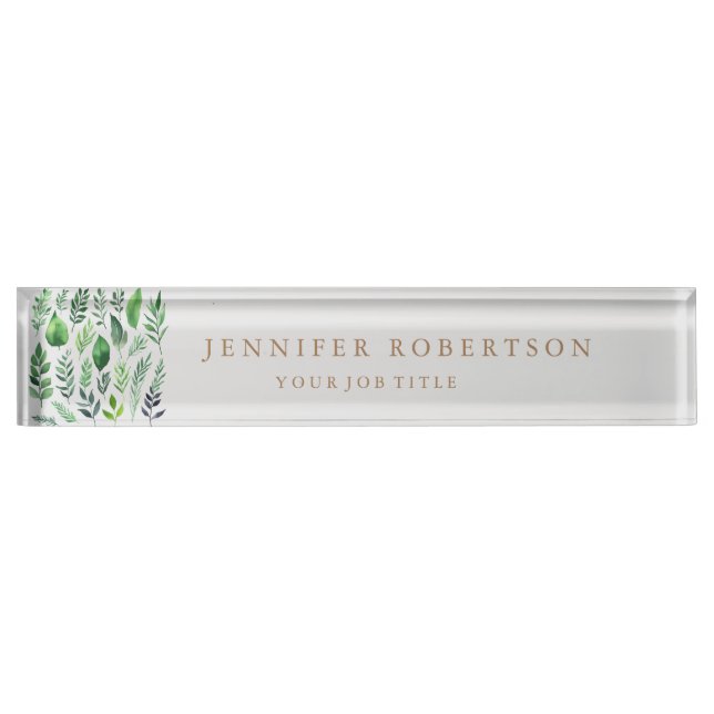 Floral Grrenery Classical Personalized Customized Desk Name Plate (Front)