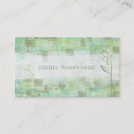 Customizable Floral Grunge Aqua &amp; Sea Green Business Card Template