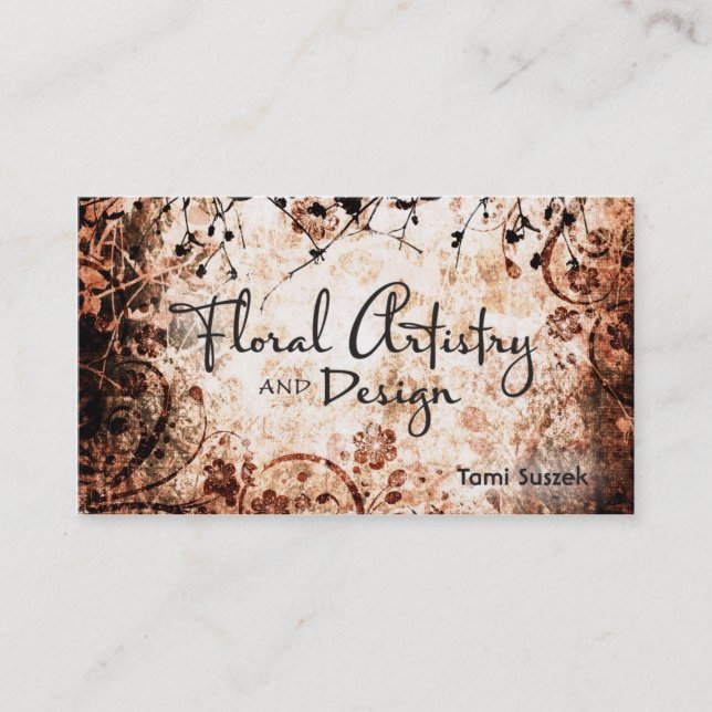 Floral Grunge Business Card (Front)