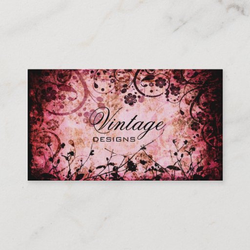 Customizable Floral Grunge Business Card