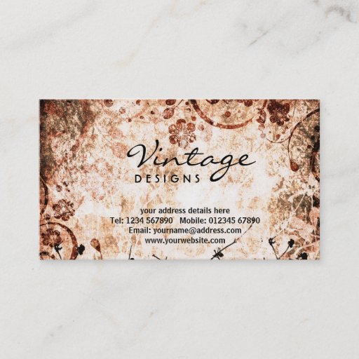 Customizable Floral Grunge Business Card