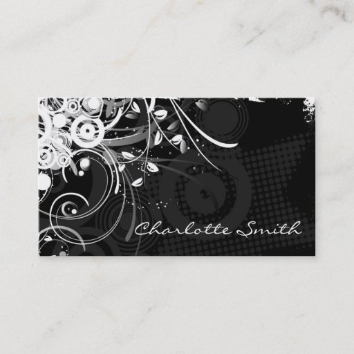 Customizable Floral Grunge Business Cards