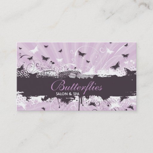 Customizable Floral Grunge Butterfly Business Card