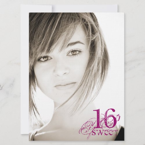 Floral Grunge - Photo Sweet 16 Invitation