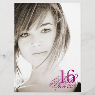 Floral Grunge - Photo Sweet 16 Invitation