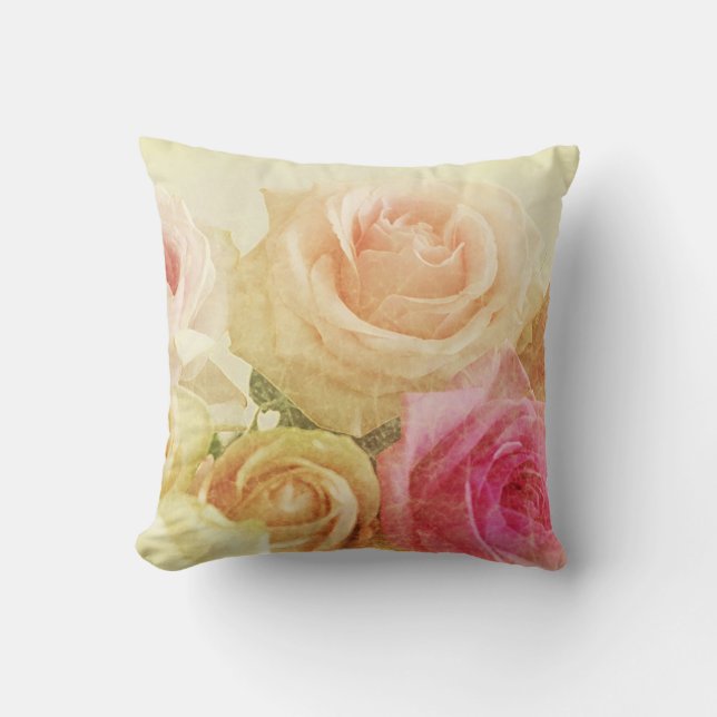 Floral Grunge Throw Pillow (Front)