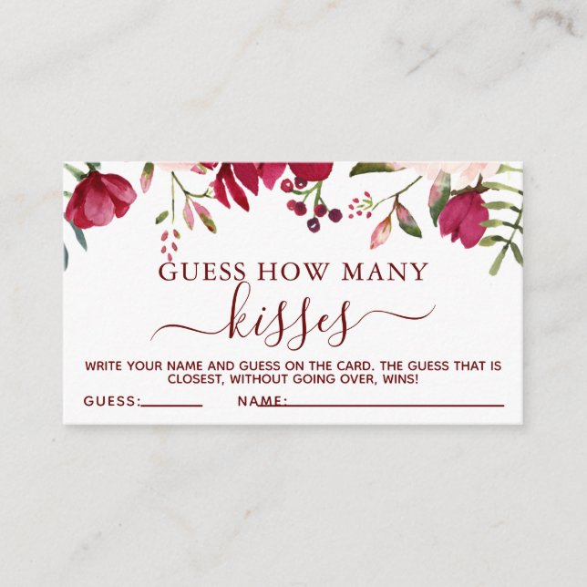 Floral Guess How Many Baby Shower Game Card (Front)