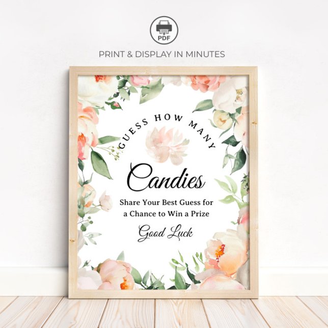 Floral Guess How Many Candies Game Sign (Creator Uploaded)