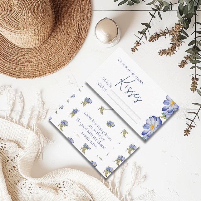 Floral  "Guess How Many Kisses" Bridal Shower Game Enclosure Card (Creator Uploaded)