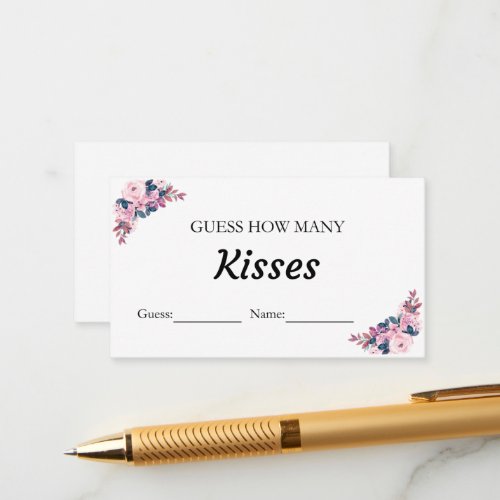 Floral Guess How Many Kisses Bridal Shower Game  Enclosure Card