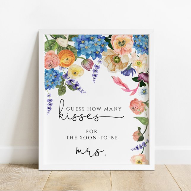 Floral Guess How Many Kisses Bridal Shower Game Po Poster (Creator Uploaded)