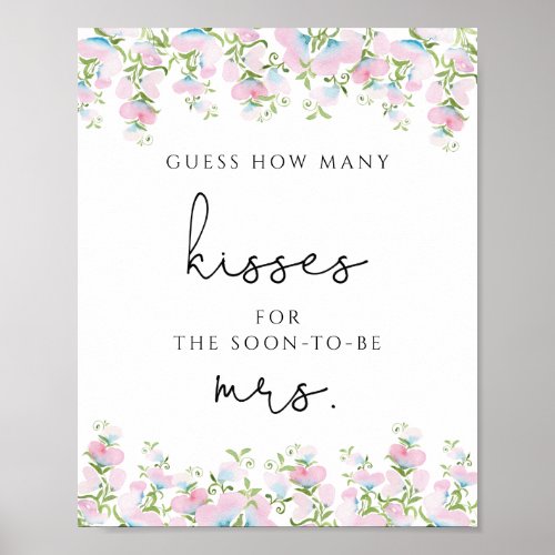 Floral Guess How Many Kisses Bridal Shower Game Po Poster