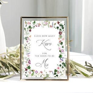 Floral Guess How Many Kisses Bridal Shower Game Poster
