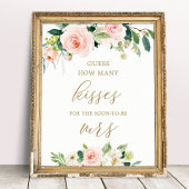 Floral Guess How Many Kisses Bridal Shower Game Poster