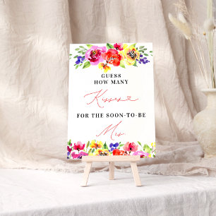 Floral Guess How Many Kisses Bridal Shower Game Poster