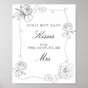 Floral Guess How Many Kisses Bridal Shower Game Poster