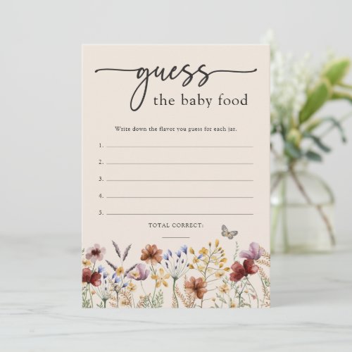 Floral Guess The Baby Food Card