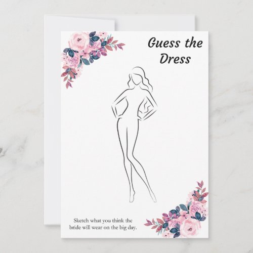Floral Guess the Dress Bridal Shower Game Cards 
