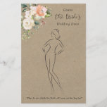 Floral Guess The Dress Bridal Shower Game  Flyer<br><div class="desc">White and Apricot Roses Guess the Dress Bridal Shower game in a Kraft effect background. You draw the style of wedding dress,  the closest version to the bride's actual dress wins!</div>