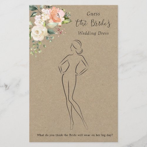 Floral Guess The Dress Bridal Shower Game  Flyer