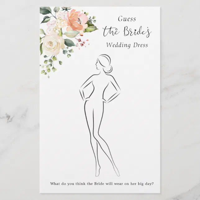 floral-guess-the-dress-bridal-shower-game-stationery-zazzle for Free Printable Guess The Dress Template Floral Guess The Dress Bridal Shower Game Stationery | Zazzle for Free Printable Guess The Dress Template
