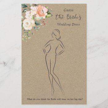 Floral Guess The Dress Bridal Shower Game  Stationery by IrinaFraser at Zazzle