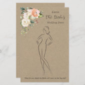Floral Guess The Dress Bridal Shower Game  Stationery (Front/Back)