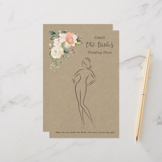Floral Guess The Dress Bridal Shower Game Stationery | Zazzle