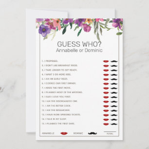 Floral Guess Who Editable Bridal Shower Games Invitation