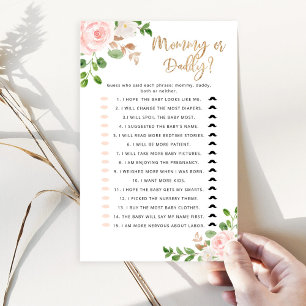 Floral Guess Who Said It Mommy or Daddy game