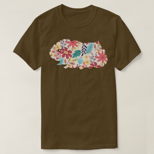 Floral Guinea Pig Flower Guinea Pig Premium  T-Shirt (Design Front)
