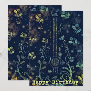 Floral Guitar Birthday Card