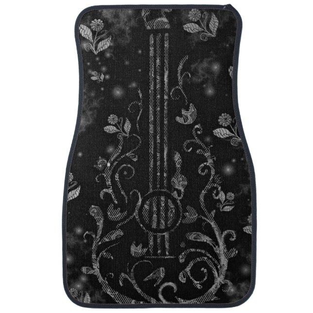 Floral Guitar Car Floor Mat (Front)