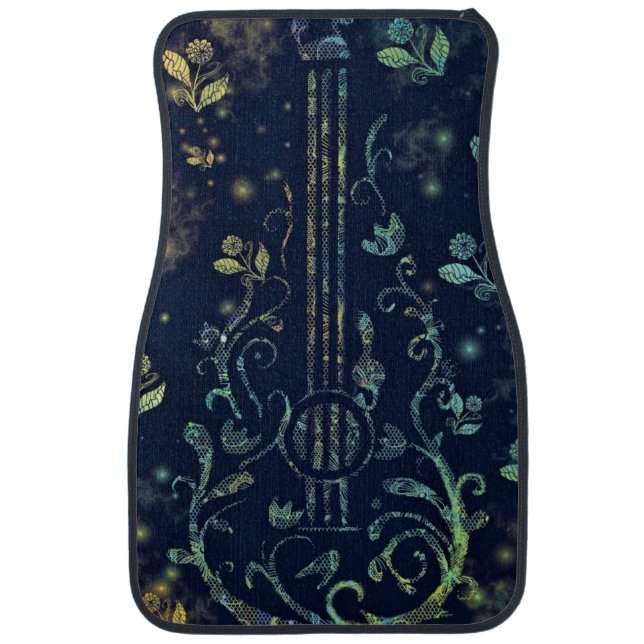 Floral Guitar Car Floor Mat (Front)