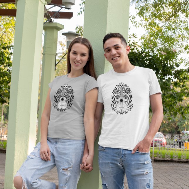 Floral Guitar Day of the Dead Design T-Shirt (Creator Uploaded)