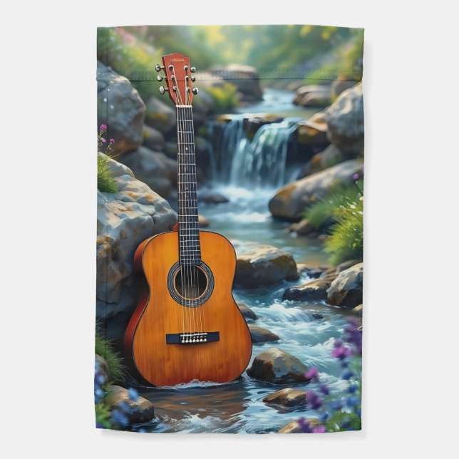 Floral guitar garden flag (Back)