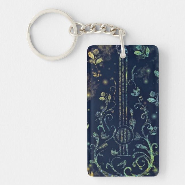 Floral Guitar Keychain (Front)