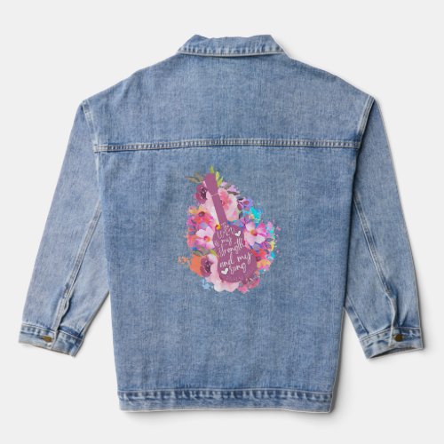 Floral Guitar Lord Is My Strength My Song Christia Denim Jacket