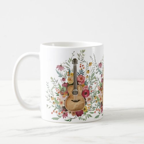Floral Guitar Lover Mug 11oz