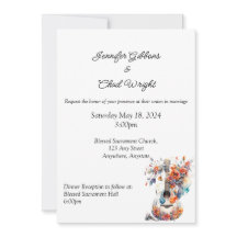 Floral Guitar Wedding Invitation, 5x7" Invitation