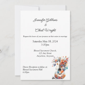 Floral Guitar Wedding Invitation, 5x7" Invitation