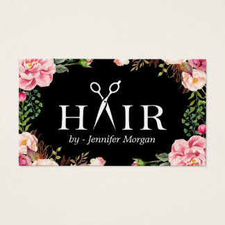 Floral Hair Stylist Logo Beauty Salon Appointment Business Card