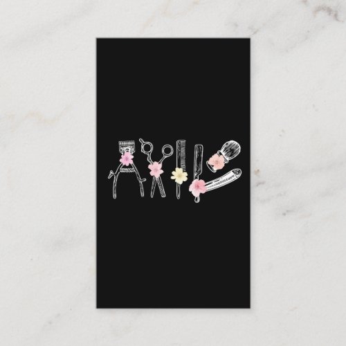 Floral Hairdresser Hairstylist Barber Tools Flower Business Card