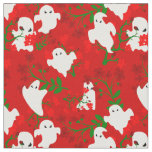 floral halloween ghosts flowers dark red  fabric